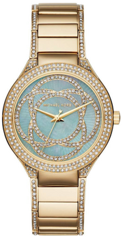 Michael Kors Kerry Mother of Pearl Dial Gold Steel Strap Watch for Women - MK3481