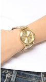 Michael Kors Hartman Quartz Gold Dial Gold Steel Strap Watch For Women - MK3490