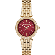 Michael Kors Darci Quartz Mother of Pearl Red Dial Gold Steel Strap Watch For Women - MK3583