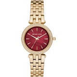 Michael Kors Darci Quartz Mother of Pearl Red Dial Gold Steel Strap Watch For Women - MK3583