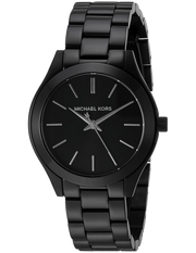 Michael Kors Mini Slim Runway Black Dial Black Steel Strap Watch for Women - MK3587