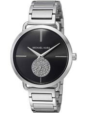 Michael Kors Portia Black Dial Silver Steel Strap Watch for Women - MK3638