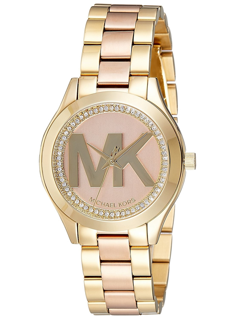 Michael Kors Mini Slim Runway Rose Gold Dial Two Tone Steel Strap Watch for Women - MK3650