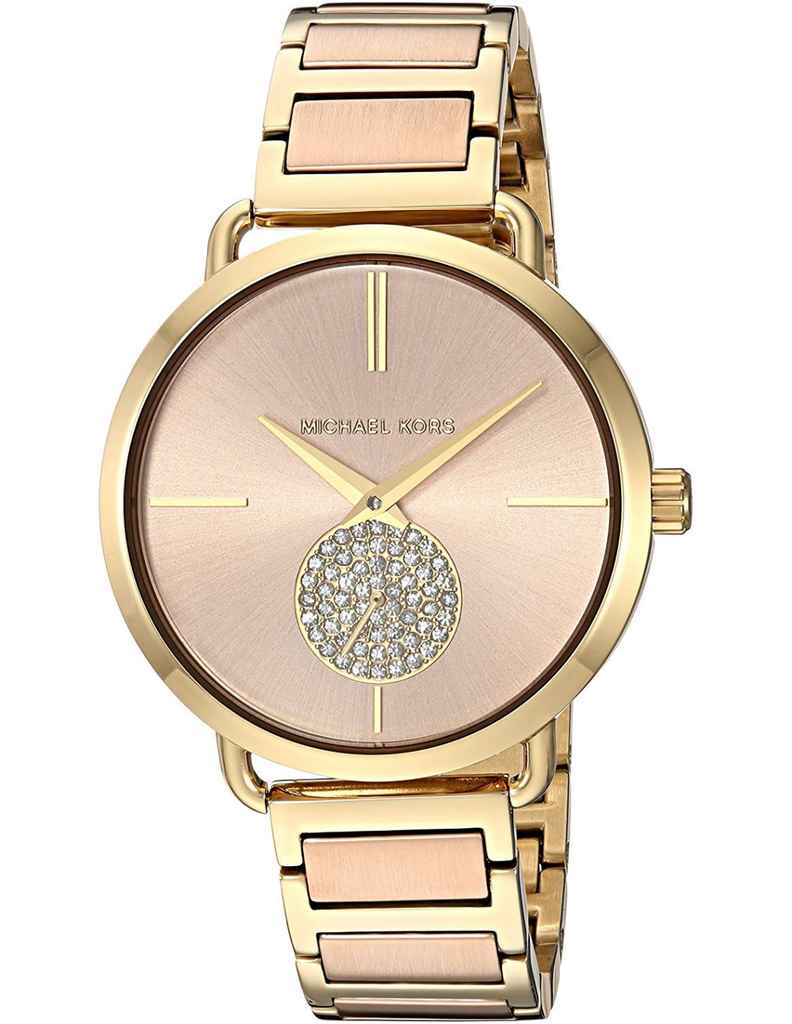 Michael Kors Portia Rose Gold Dial Two Tone Steel Strap Watch for Women - MK3706