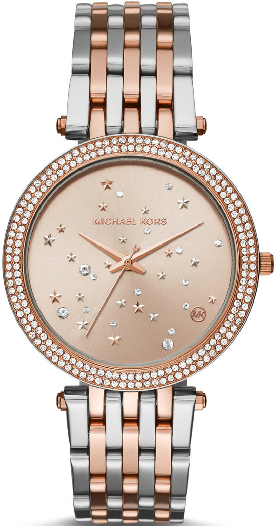 Michael Kors Darci Rose Gold Dial Two Tone Steel Strap Watch for Women