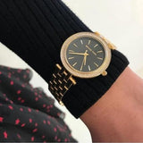 Michael Kors Mini Darci Quartz Black Dial Gold Steel Strap Watch For Women - MK3738