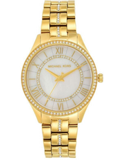 Michael Kors Lauryn Mother of Pearl White Dial Gold Steel Strap Watch for Women - MK3899