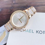 Michael Kors Gabbi Quartz Crystals Gold Dial Gold Steel Strap Watch For Women - MK3985