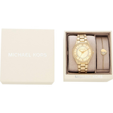 Michael Kors Lauryn Quartz Mother of Pearl Gold Dial Gold Steel Strap Watch For Women - MK4490