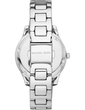 Michael Kors Liliane Three Hand Mother of Pearl White Dial Silver Steel Strap Watch For Women - MK4556