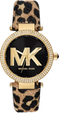 Michael Kors Parker Black Dial Cheetah Print Leather Strap Watch For Women - MK4723