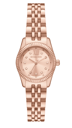 Michael Kors Lexington Three Hand Rose Gold Dial Rose Gold Steel Strap Watch For Women - MK4739