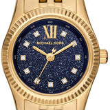 Michael Kors Lexington Three-Hand Blue Dial Gold Steel Strap Watch for Women - MK4802