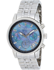 Michael Kors Jet Set Chronograph Blue Dial Silver Steel Strap Watch for Women - MK5021