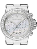 Michael Kors Dylan Glitz Chronograph White Dial Silver Steel Strap Watch For Women - MK5411