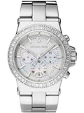 Michael Kors Dylan Glitz Chronograph White Dial Silver Steel Strap Watch For Women - MK5411