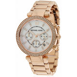 Michael Kors Parker White Dial with Diamonds Rose Gold Steel Strap Watch for Women - MK5491