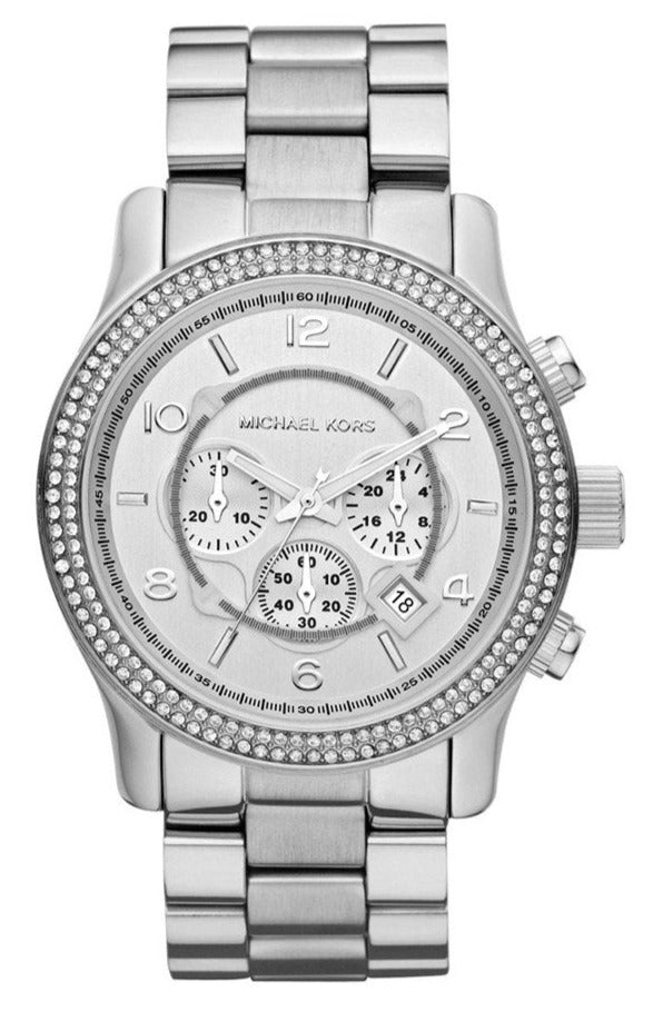 Michael Kors Runway Chronographe Quartz Cadran argenté Bracelet en