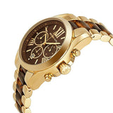 Michael Kors Bradshaw Chronograph Brown Dial Two Tone Steel Strap Watch For Women - MK5696