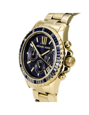 Michael Kors Everest Chronograph Blue Dial Gold Steel Strap Watch for Women - MK5754