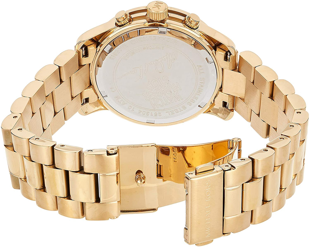 Michael Kors Runway Hunger Stop100 Series Blue Dial Gold Steel Strap Watch for Women Watch for Women