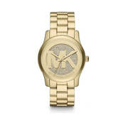 Michael Kors Runway Quartz Gold Dial Gold Steel Strap Watch For Women - MK5852