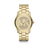 Michael Kors Runway Quartz Gold Dial Gold Steel Strap Watch For Women - MK5852