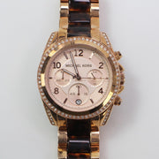 Michael Kors Blair Rose Gold Dial Two Tone Steel Strap Watch For Women - MK5859