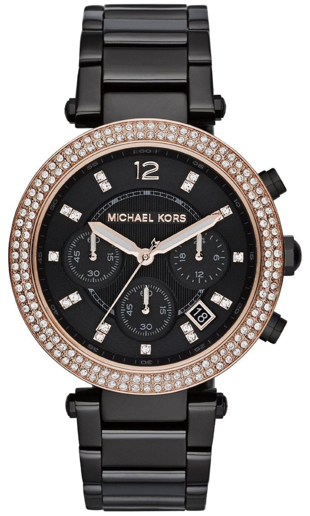Michael kors black best sale diamond watch