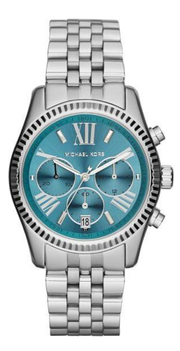 Michael Kors Lexington Chronograph Blue Dial Silver Steel Strap Watch For Women - MK5887