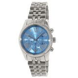 Michael Kors Lexington Chronograph Blue Dial Silver Steel Strap Watch For Women - MK5887