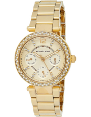 Michael Kors Parker White Dial Gold Steel Strap Watch for Women - MK6056