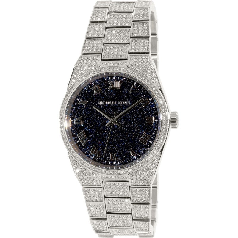 Michael Kors Channing Black Dial with Diamonds Silver Steel Strap Watch for Women - MK6089