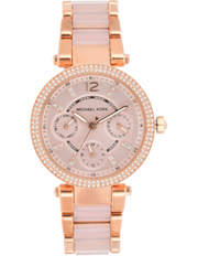 Michael Kors Parker Pink Dial Two Tone Steel Strap Watch for Women - MK6110