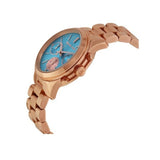 Michael Kors Runway Chronograph Turquoise Dial Rose Gold Steel Strap Watch For Women - MK6164