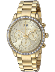 Michael Kors Brinkley Diamonds Gold Dial Gold Steel Strap Watch for Women - MK6187