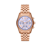 Michael Kors Lexington Purple Dial Rose Gold Steel Strap Watch For Women - MK6207