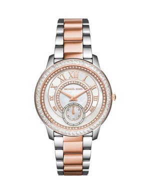 Michael Kors Madelyn Silver Dial Two Tone Steel Strap Watch for Women - MK6288