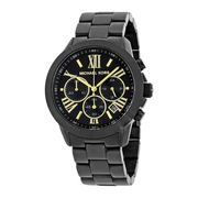 Michael Kors Brecken Chronograph Black Dial Black Steel Strap Watch for Women - MK6302