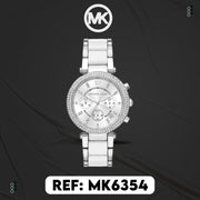 Michael Kors Parker Chronograph Silver Dial Silver Steel Strap Watch For Women - MK6354