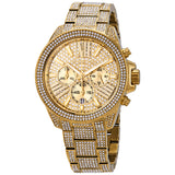 Michael Kors Ritz Three-Hand Glitz Crystals Gold Dial Gold Steel Strap Watch for Women - MK6747