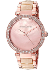 Michael Kors Parker Mother of Pearl Pink Dial Two Tone Steel Strap Watch for Women - MK6492