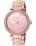 Michael Kors Parker Mother of Pearl Pink Dial Two Tone Steel Strap Watch for Women - MK6492