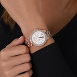 Michael Kors Camille Multifunction White Dial Rose Gold Steel Strap Watch For Women - MK6845