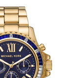 Michael Kors Everest Chronograph Blue Dial Gold Steel Strap Watch For Women - MK6971