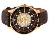 Michael Kors Runway Quartz Black Dial Brown Leather Strap Watch For Women - MK6979