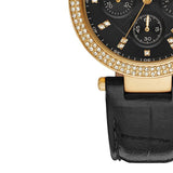 Michael Kors Parker Chronograph Black Dial Black Leather Strap Watch For Women - MK6984