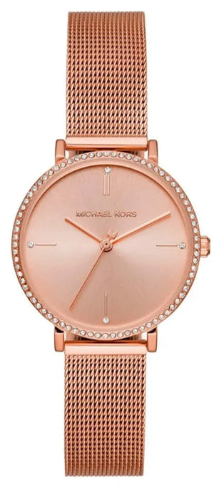 Michael Kors Mini Jayne Crystals Rose Gold Dial Rose Gold Mesh Strap Watch for Women - MK7122