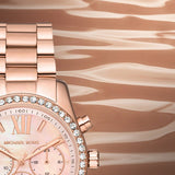 Michael Kors Lexington Chronograph Rose Gold Dial Rose Gold Steel Strap Watch for Women - MK7242