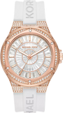 Michael Kors Lennox Three-Hand Crystals Dial White Silicone Strap Watch For Women - MK7248